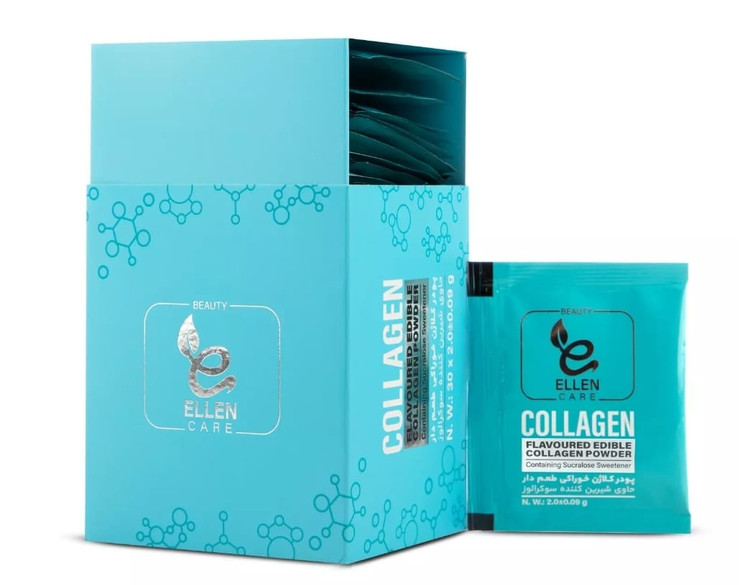 پودر کلاژن خوراکی طعم دار حاوی شیرین کننده سوکرالوز بسته 30 عددی الن بیوتی